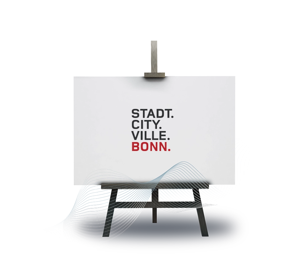 Logo Stadt City Ville Bonn auf Staffelei